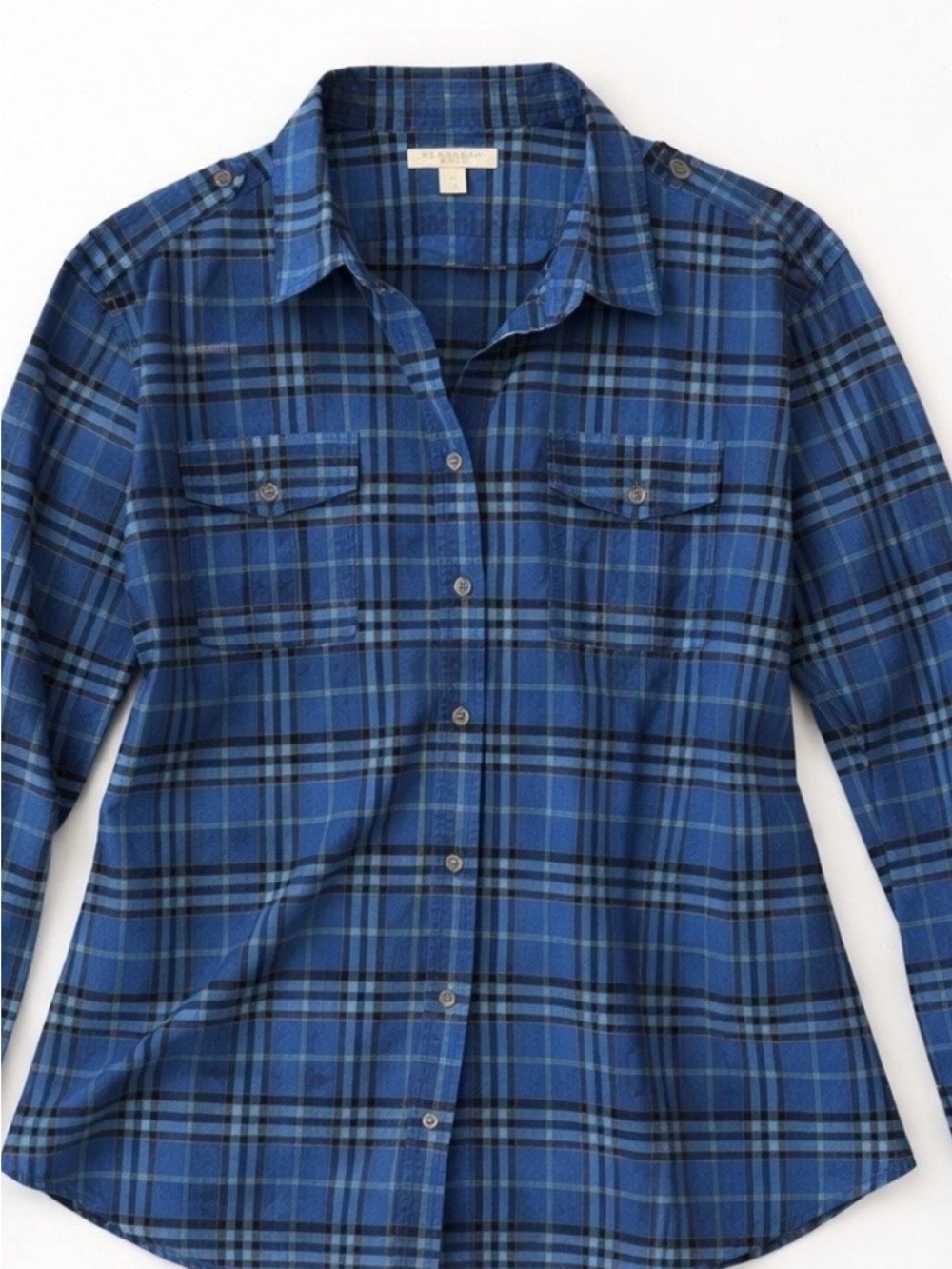 Burberry Blue Plaid Button-Down Shirt